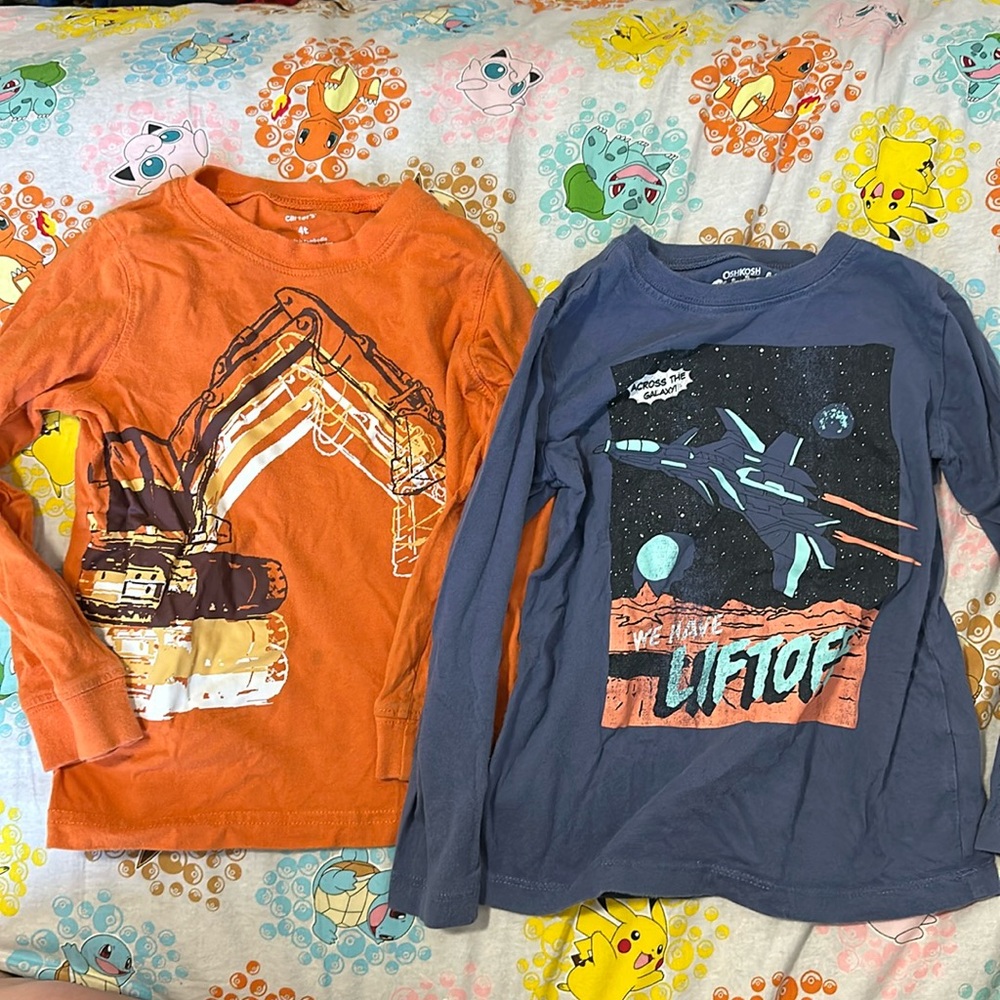 Digger and Spaceship 🚀 Carters & Oshkosh Long Sleeved T-Shirts